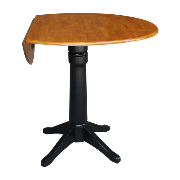 International Concepts Round Pedestal Table, 42 in W X 42 in L X 42.3 in H, Wood, Black/Cherry K57-42DPT-27B-6B-2